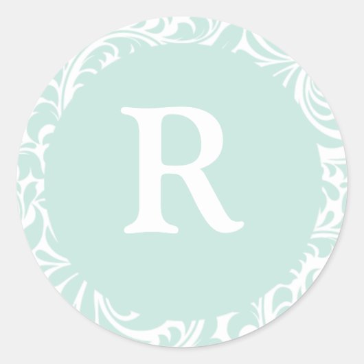 Monogram R Dusty Aqua Custom Siegels Stickers for (Vorderseite)