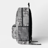 Monogram "R" Floral Tattoo Pattern Black White DIY Bedruckter Rucksack (Rechts)