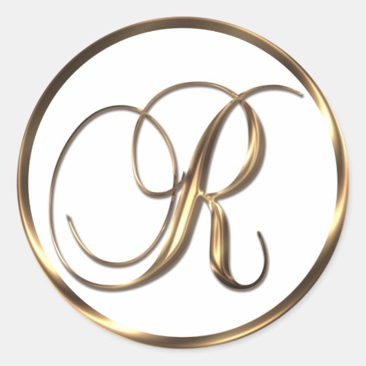 Monogram R Imitate Bronze Runder Aufkleber (Vorderseite)