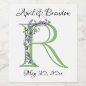 Monogram R Lavendel Eucalyptus Weinetikett (Einzelnes Label)
