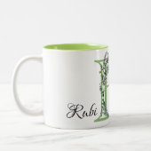 Monogram R Lavendel Eucalyptus Zweifarbige Tasse (Links)