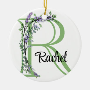 Monogram R Lavender Eucalyptus Kinderzimmer Keramik Ornament