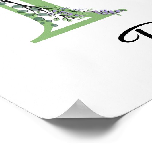 Monogram R Lavender Eucalyptus Kinderzimmer Poster (Ecke)