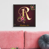 Monogram R Premium Wrapped Canvas (Gloss) Leinwanddruck (Insitu (Wohnzimmer))
