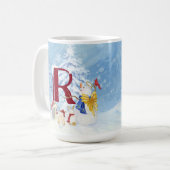 Monogram R Snowy Woodland Animals Snowman Trees Kaffeetasse (Vorderseite Links)
