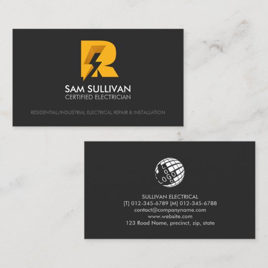 Monogram R Visitenkarte (Vorne/Hinten)