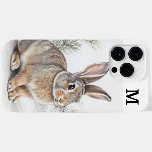 Monogram Rabbit and Pine  Case-Mate iPhone Hülle (Rückseite (Horizontal))