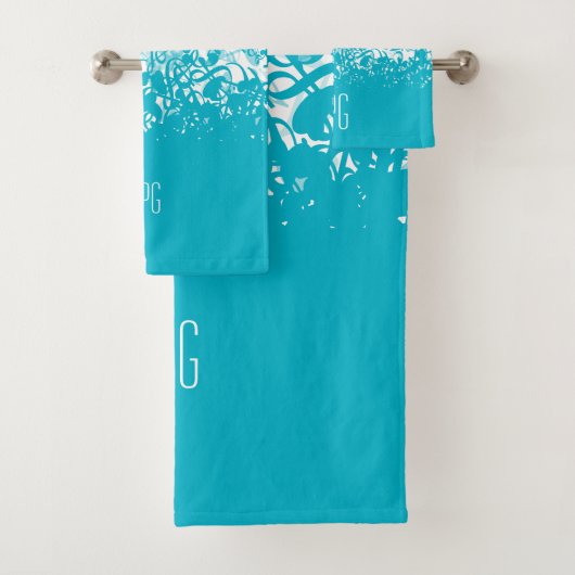 Monogram Rain Musiknoten Aqua Badhandtuch Set (Insitu)
