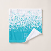 Monogram Rain Musiknoten Aqua Badhandtuch Set (Waschlappen)