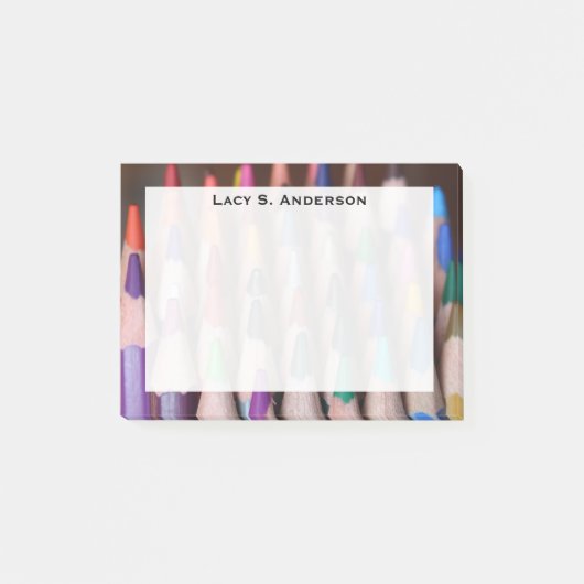 Monogram Rainbow Art Colored Pencils Post-it Klebezettel (Vorderseite)