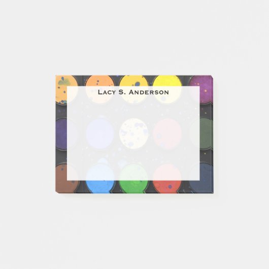 Monogram Rainbow Art Paint Pools Post-it Klebezettel (Vorderseite)