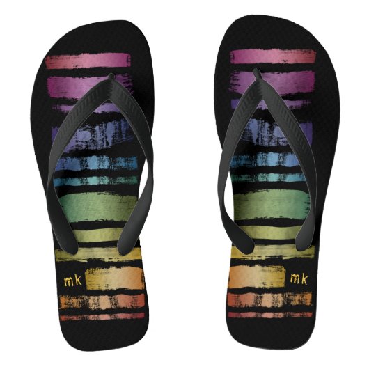 Monogram Rainbow Brush Strokes LGBTQ ID656 Badesandalen (Fußbett)