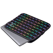 Monogram Rainbow Cats Animal Pattern Laptop Sleeve (Vorne Knopf)
