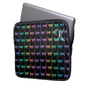 Monogram Rainbow Cats Animal Pattern Laptop Sleeve (Vorderseite Links)