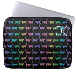 Monogram Rainbow Cats Animal Pattern Laptop Sleeve