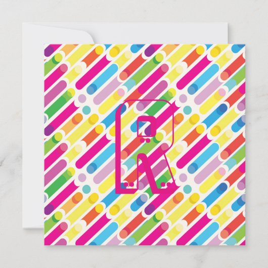Monogram Rainbow Diagonal Lines Muster Pop Art (Vorderseite)