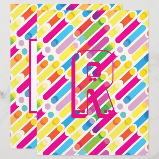 Monogram Rainbow Diagonal Lines Muster Pop Art (Vorne/Hinten)