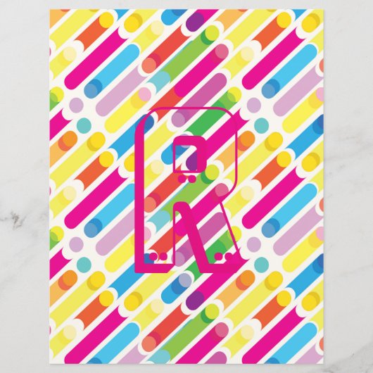 Monogram Rainbow Diagonal Lines Muster Pop Art (Vorderseite)