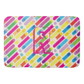 Monogram Rainbow Diagonal Lines Muster Pop Art Badematte (Vorderseite)