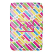 Monogram Rainbow Diagonal Lines Muster Pop Art Badematte (Vorderseite Vertikal)
