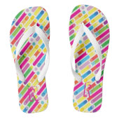 Monogram Rainbow Diagonal Lines Muster Pop Art Badesandalen (Fußbett)
