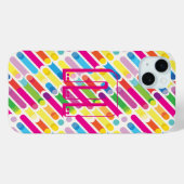 Monogram Rainbow Diagonal Lines Muster Pop Art Case-Mate iPhone Hülle (Rückseite (Horizontal))