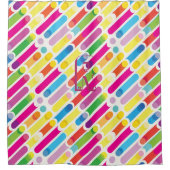 Monogram Rainbow Diagonal Lines Muster Pop Art Duschvorhang (Vorderseite)