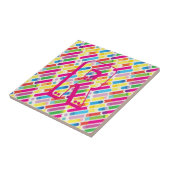 Monogram Rainbow Diagonal Lines Muster Pop Art Fliese (Seite)