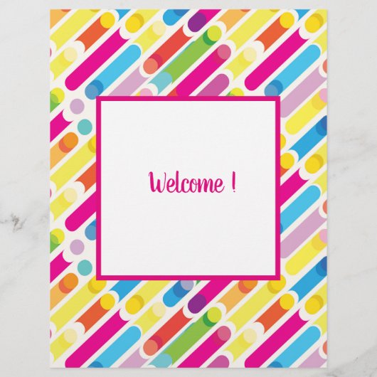 Monogram Rainbow Diagonal Lines Muster Pop Art Flyer (Hinten)