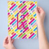 Monogram Rainbow Diagonal Lines Muster Pop Art Flyer (Hand)