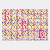 Monogram Rainbow Diagonal Lines Muster Pop Art Geschenkpapier Set (Vorderseite 3)