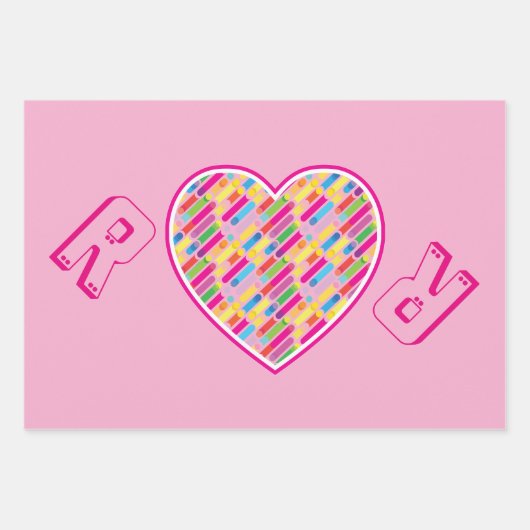 Monogram Rainbow Diagonal Lines Muster Pop Art Geschenkpapier Set (Vorderseite 2)