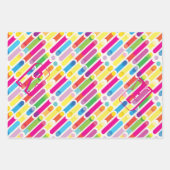 Monogram Rainbow Diagonal Lines Muster Pop Art Geschenkpapier Set (Vorderseite)