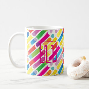 Monogram Rainbow Diagonal Lines Muster Pop Art Kaffeetasse