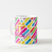 Monogram Rainbow Diagonal Lines Muster Pop Art Kaffeetasse (Vorderseite Links)