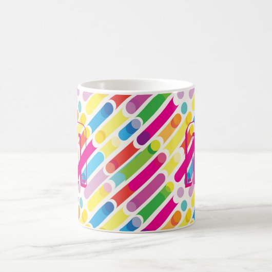 Monogram Rainbow Diagonal Lines Muster Pop Art Kaffeetasse (Mittel)