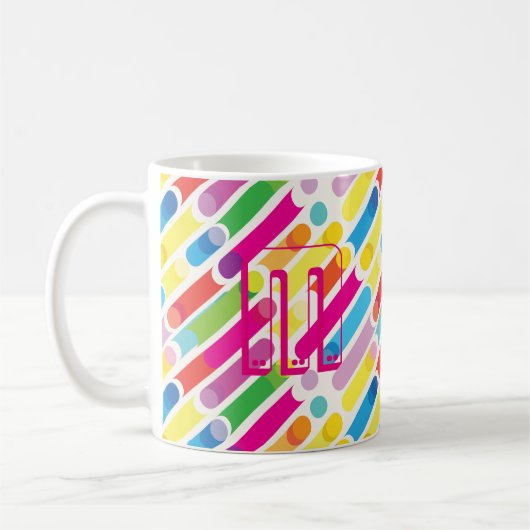 Monogram Rainbow Diagonal Lines Muster Pop Art Kaffeetasse (Links)