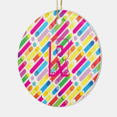 Monogram Rainbow Diagonal Lines Muster Pop Art Keramik Ornament (Links)