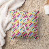 Monogram Rainbow Diagonal Lines Muster Pop Art Kissen (Decke)