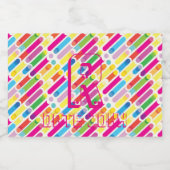 Monogram Rainbow Diagonal Lines Muster Pop Art Lebensmitteletikett (Einzelnes Label)