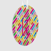 Monogram Rainbow Diagonal Lines Muster Pop Art Ornament (Vorderseite)