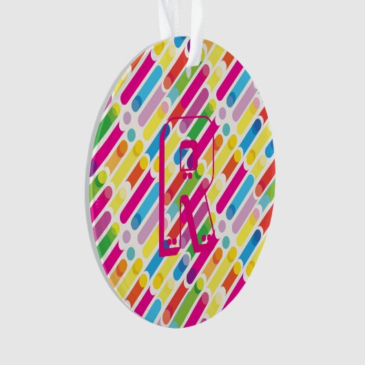 Monogram Rainbow Diagonal Lines Muster Pop Art Ornament (Vorderseite)