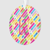 Monogram Rainbow Diagonal Lines Muster Pop Art Ornament (Vorderseite)