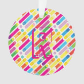 Monogram Rainbow Diagonal Lines Muster Pop Art Ornament (Vorderseite)