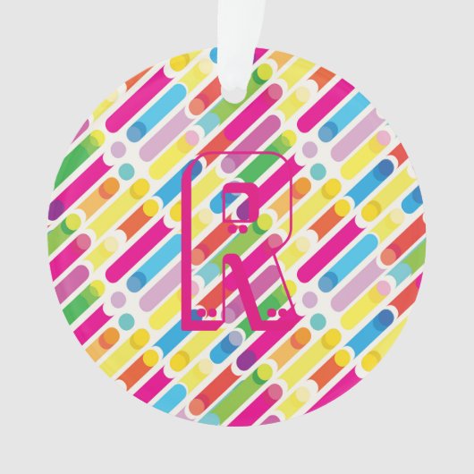 Monogram Rainbow Diagonal Lines Muster Pop Art Ornament (Vorderseite)