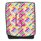 Monogram Rainbow Diagonal Lines Muster Pop Art Rucksack (Vorderseite)