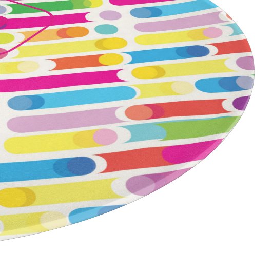 Monogram Rainbow Diagonal Lines Muster Pop Art Schneidebrett (Ecke)