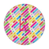 Monogram Rainbow Diagonal Lines Muster Pop Art Schneidebrett (Vorderseite)