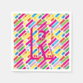 Monogram Rainbow Diagonal Lines Muster Pop Art Serviette (Vorderseite)