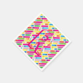 Monogram Rainbow Diagonal Lines Muster Pop Art Serviette (Ecke)